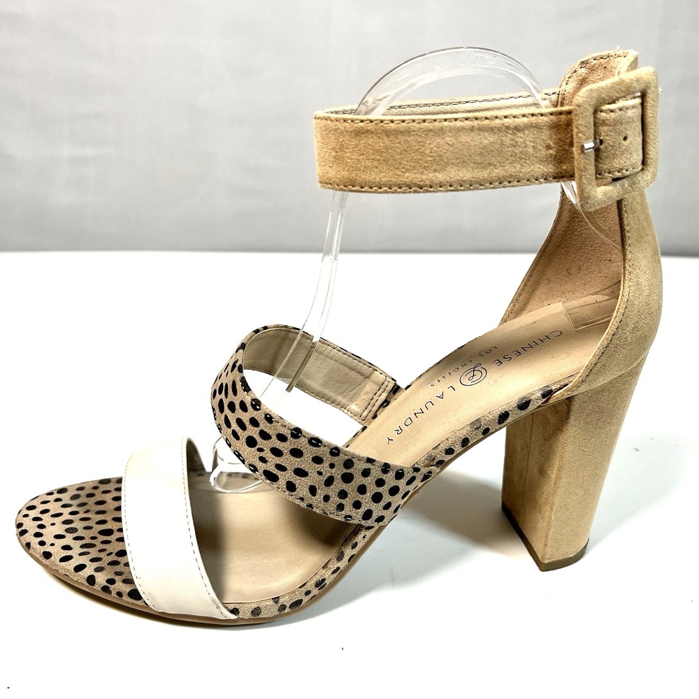 Chinese Laundry Z-Sunday Sandals Beige Spotted Heels Shoes Women's‎ 10 / 41